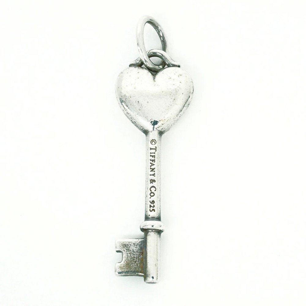 Tiffany Co Diamond Heart Key Silver Pendant Top